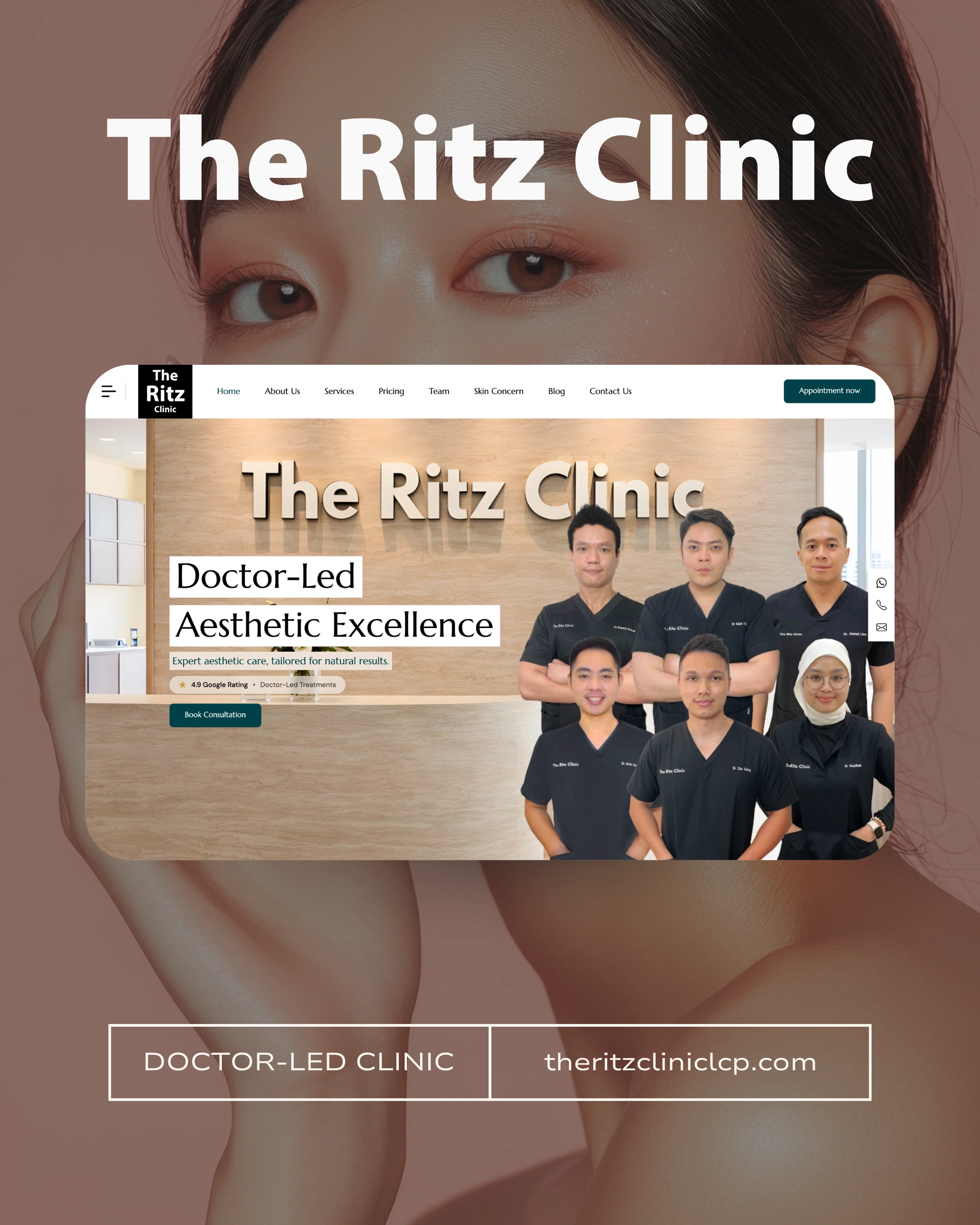 The Ritz Clinic Johor Bahru website design - doctor-led aesthetic clinic for skin, laser and anti-aging treatments